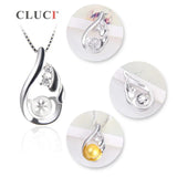 925 Silver Pearl Pendant CZ Women Necklace Jewelry