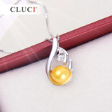 925 Silver Pearl Pendant CZ Women Necklace Jewelry