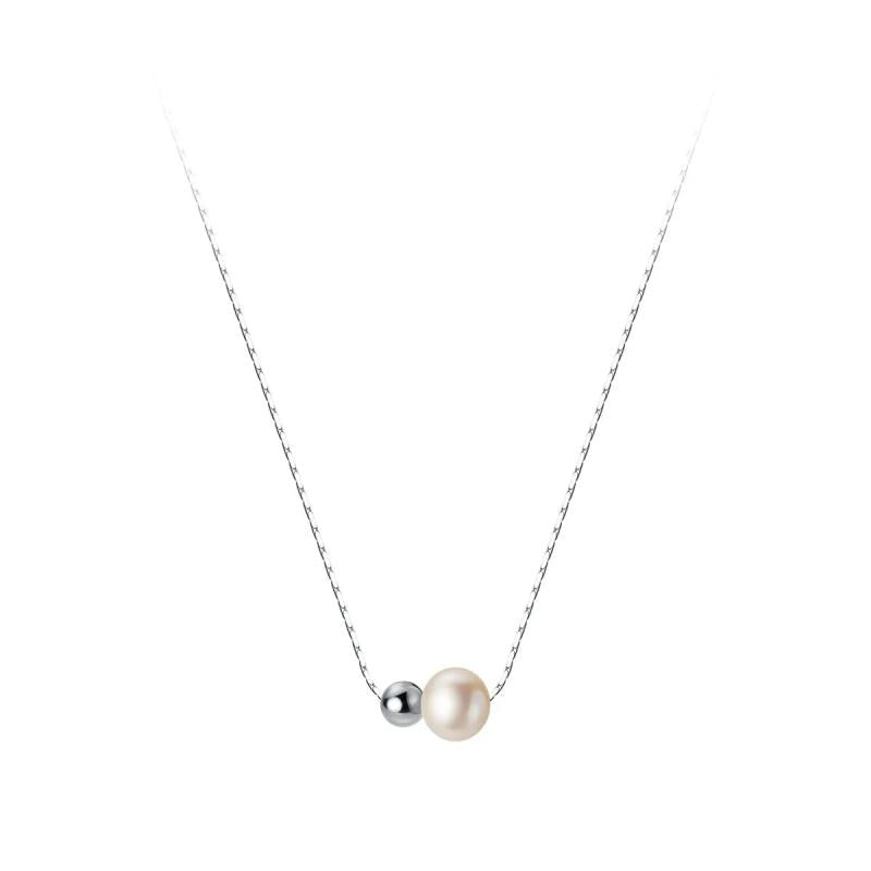 925 Silver Ball Beads & Pearl Pendant Necklace