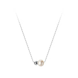 925 Silver Ball Beads & Pearl Pendant Necklace