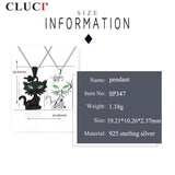 Halloween Sterling Silver Cat & Pearl Pendant Necklace