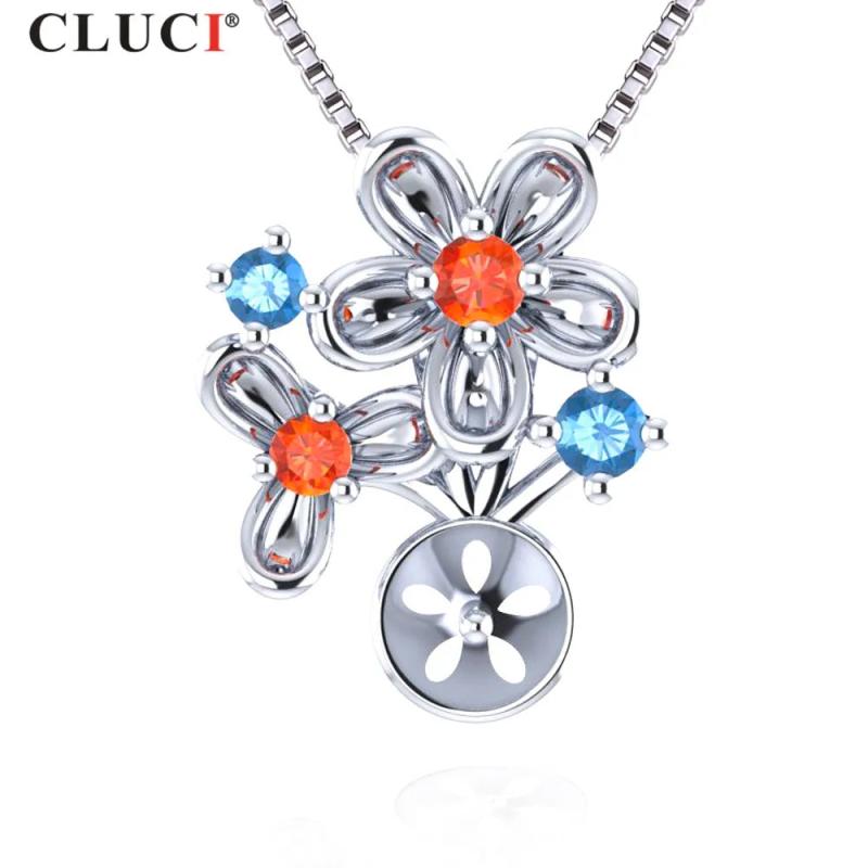 925 Sterling Silver Pearl Flower Pendant Necklace for Women