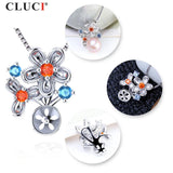 925 Sterling Silver Pearl Flower Pendant Necklace for Women