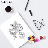 925 Sterling Silver Pearl Flower Pendant Necklace for Women