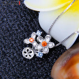 925 Sterling Silver Pearl Flower Pendant Necklace for Women