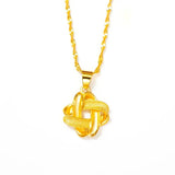 18K Chinese Knot Leaf Pendant Necklace Solid 999 Chain Women Fine Jewelry