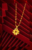 18K Chinese Knot Leaf Pendant Necklace Solid 999 Chain Women Fine Jewelry