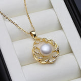 Gold Plated Freshwater Pearl Pendant Necklace, 925 Silver Chain
