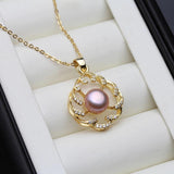 Gold Plated Freshwater Pearl Pendant Necklace, 925 Silver Chain