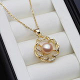 Gold Plated Freshwater Pearl Pendant Necklace, 925 Silver Chain