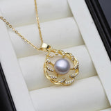 Gold Plated Freshwater Pearl Pendant Necklace, 925 Silver Chain