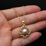 Gold Plated Freshwater Pearl Pendant Necklace, 925 Silver Chain