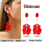 Red Rhinestone Dangle Drop Earrings Geometric Sparkly Pendant Jewelry