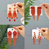 Red Rhinestone Dangle Drop Earrings Geometric Sparkly Pendant Jewelry