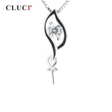 925 Silver Pearl Zircon Flower Pendant Necklace