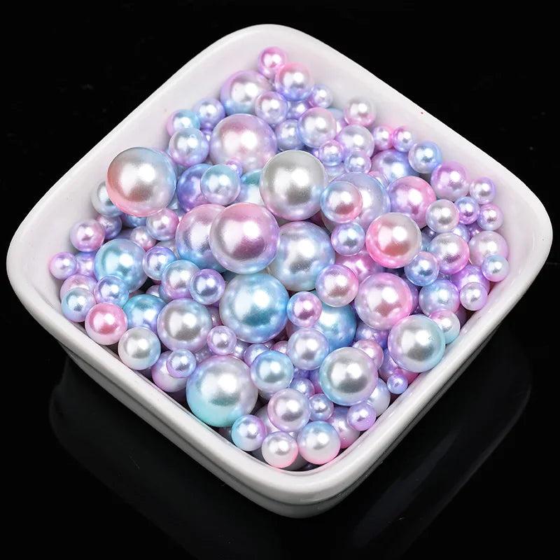 3-10mm Rainbow Round Acrylic Pearl Beads DIY Jewelry Making