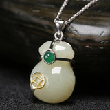 Hetian Jade Lucky Bag Pendant Necklace Chinese Style Retro Charm Women's Jewelry