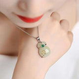 Hetian Jade Lucky Bag Pendant Necklace Chinese Style Retro Charm Women's Jewelry