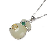 Hetian Jade Lucky Bag Pendant Necklace Chinese Style Retro Charm Women's Jewelry