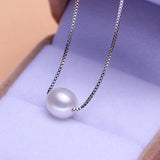 925 Silver Pearl Pendant 8-9mm Freshwater Necklace for Wedding
