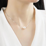 925 Silver Pearl Pendant 8-9mm Freshwater Necklace for Wedding