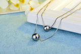 925 Silver Pearl Double Layer Box Chain Necklace Choker DA2321