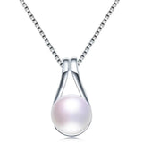 Natural Pearl Pendant Necklace, 925 Sterling Silver Water Drop Necklace