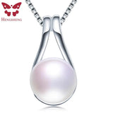 Natural Pearl Pendant Necklace, 925 Sterling Silver Water Drop Necklace