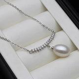 925 Silver Zircon Pearl Pendant Necklace
