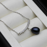 925 Silver Zircon Pearl Pendant Necklace