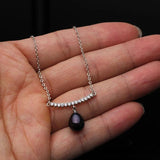 925 Silver Zircon Pearl Pendant Necklace