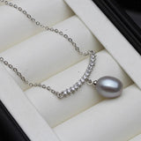 925 Silver Zircon Pearl Pendant Necklace
