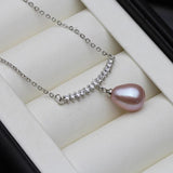 925 Silver Zircon Pearl Pendant Necklace