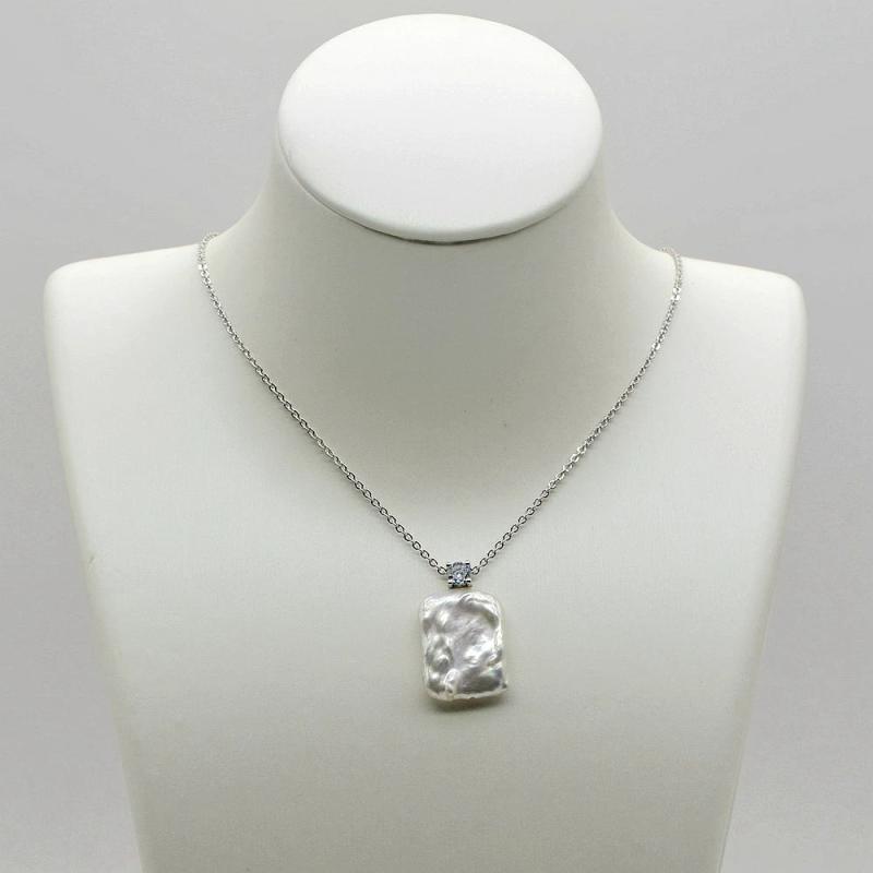 Baroque Pearl Pendant Necklace 925 Silver Natural Pearl Girls Pendant