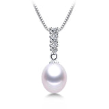AAA Zircon Freshwater Pearl Pendant Silver 925 Necklace