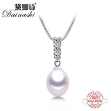 AAA Zircon Freshwater Pearl Pendant Silver 925 Necklace