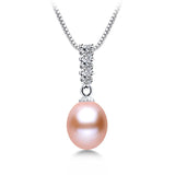 AAA Zircon Freshwater Pearl Pendant Silver 925 Necklace