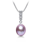 AAA Zircon Freshwater Pearl Pendant Silver 925 Necklace