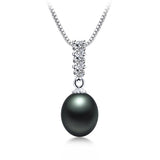 AAA Zircon Freshwater Pearl Pendant Silver 925 Necklace