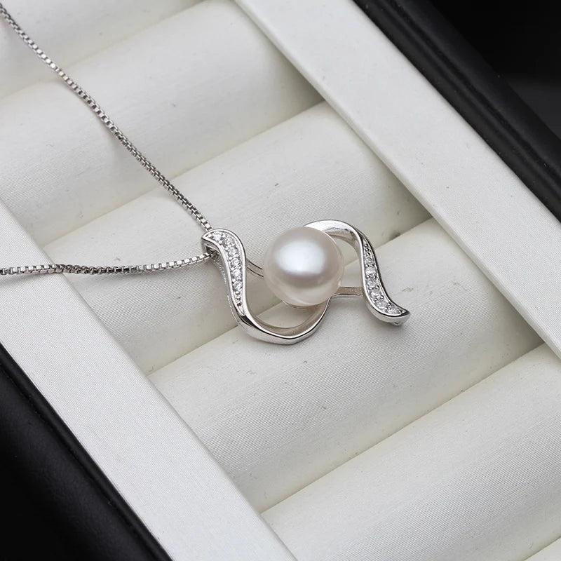 Natural Pearl Pendant, 925 Silver Necklace Girl Birthday Gift