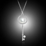 Party Gift Key Pearl Zircon Charm Necklace
