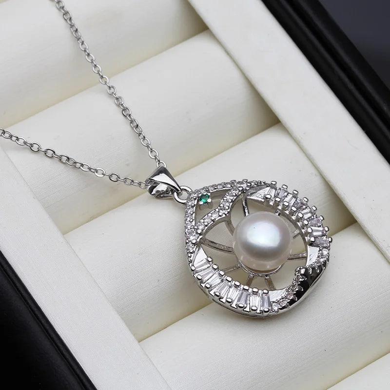 Freshwater Pearl Pendant Necklace 925 Silver Big Pearl Fine Jewelry