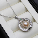 Freshwater Pearl Pendant Necklace 925 Silver Big Pearl Fine Jewelry