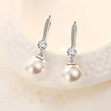 925 Silver Pearl Necklace Earrings Set for Women Gift
