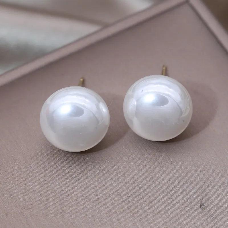 South Korea Pearl Oblate Earrings for Women Daily Work Accessories