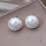 South Korea Pearl Oblate Earrings for Women Daily Work Accessories