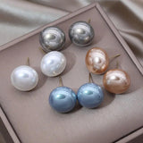South Korea Pearl Oblate Earrings for Women Daily Work Accessories