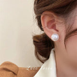South Korea Pearl Oblate Earrings for Women Daily Work Accessories