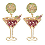 Geometric Rhinestone Wine Glass Earrings Retro Personality