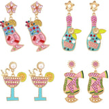 Geometric Rhinestone Wine Glass Earrings Retro Personality